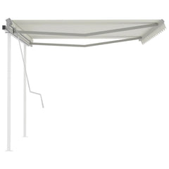 Manual Retractable Awning with Posts 13.1'x9.8' Cream