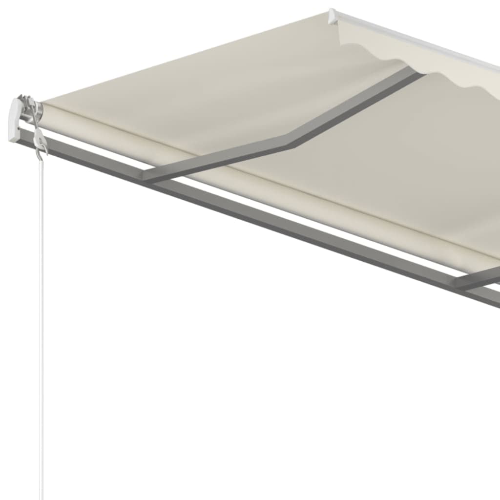 Manual Retractable Awning with Posts 13.1'x9.8' Cream