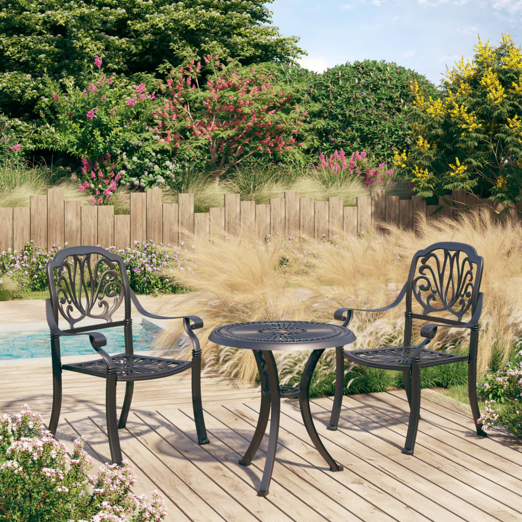 Bistro Set Black Cast aluminum Medium Durable Bistro Set