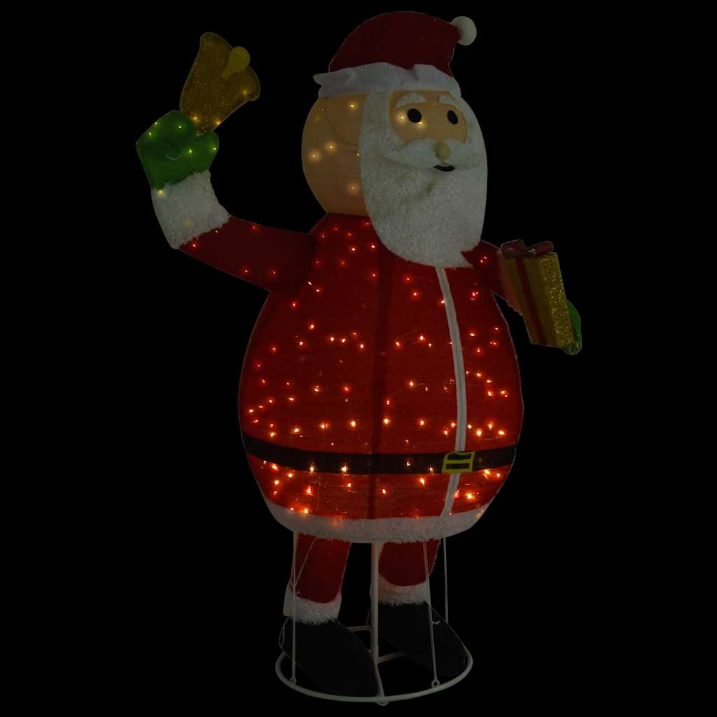 6ft LED Santa Claus figure in red fabric with warm white lights, holding gifts and bells.
