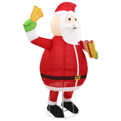 6ft LED Santa Claus figure in red fabric with warm white lights, holding a bell and gift.