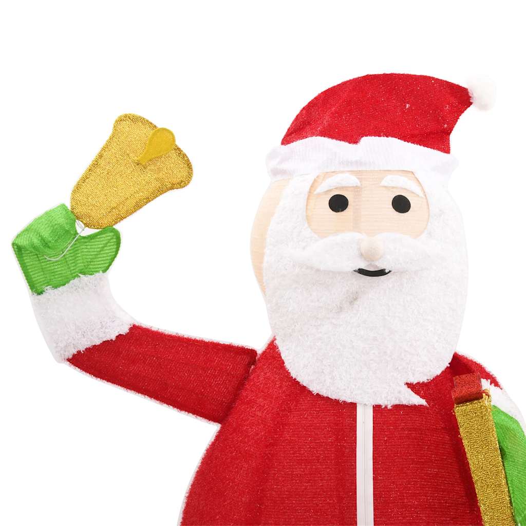 6ft LED Santa Claus figure made of red fabric with warm white lights, holding a bell.