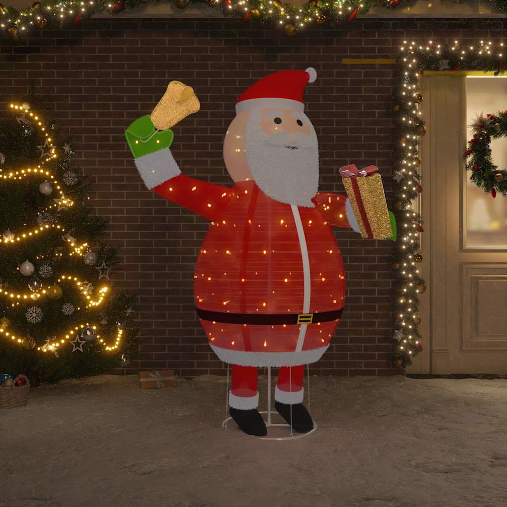 6ft LED Santa Claus figure with warm white lights, red fabric suit, and gifts.
