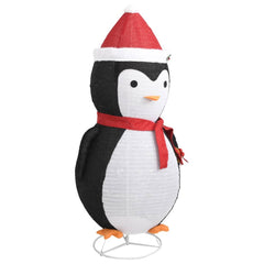 6ft LED snow penguin figure with red hat and scarf on a stand.