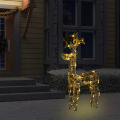 A standing reindeer Christmas decoration with 90 warm white LED lights in durable acrylic.