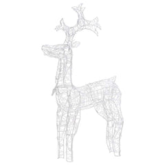 A standing reindeer Christmas decoration made of acrylic with 90 colorful LED lights.