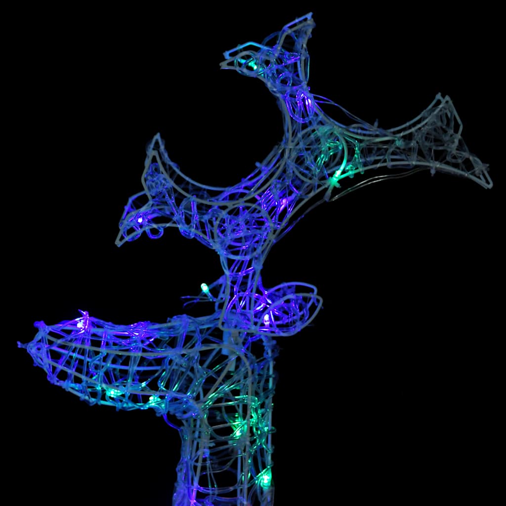 A standing reindeer decoration made of acrylic, illuminated by 90 colorful LED lights.