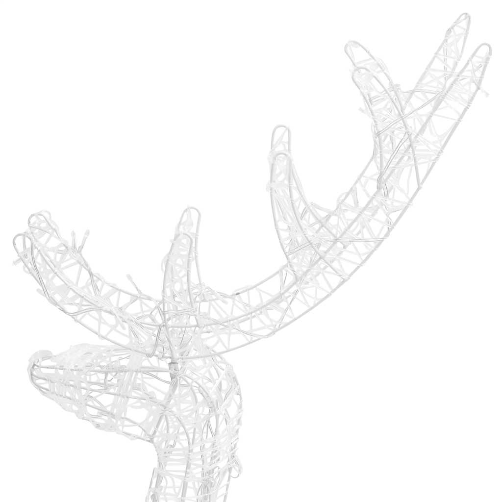A 4ft acrylic reindeer decoration with 140 warm white LEDs for festive lighting.