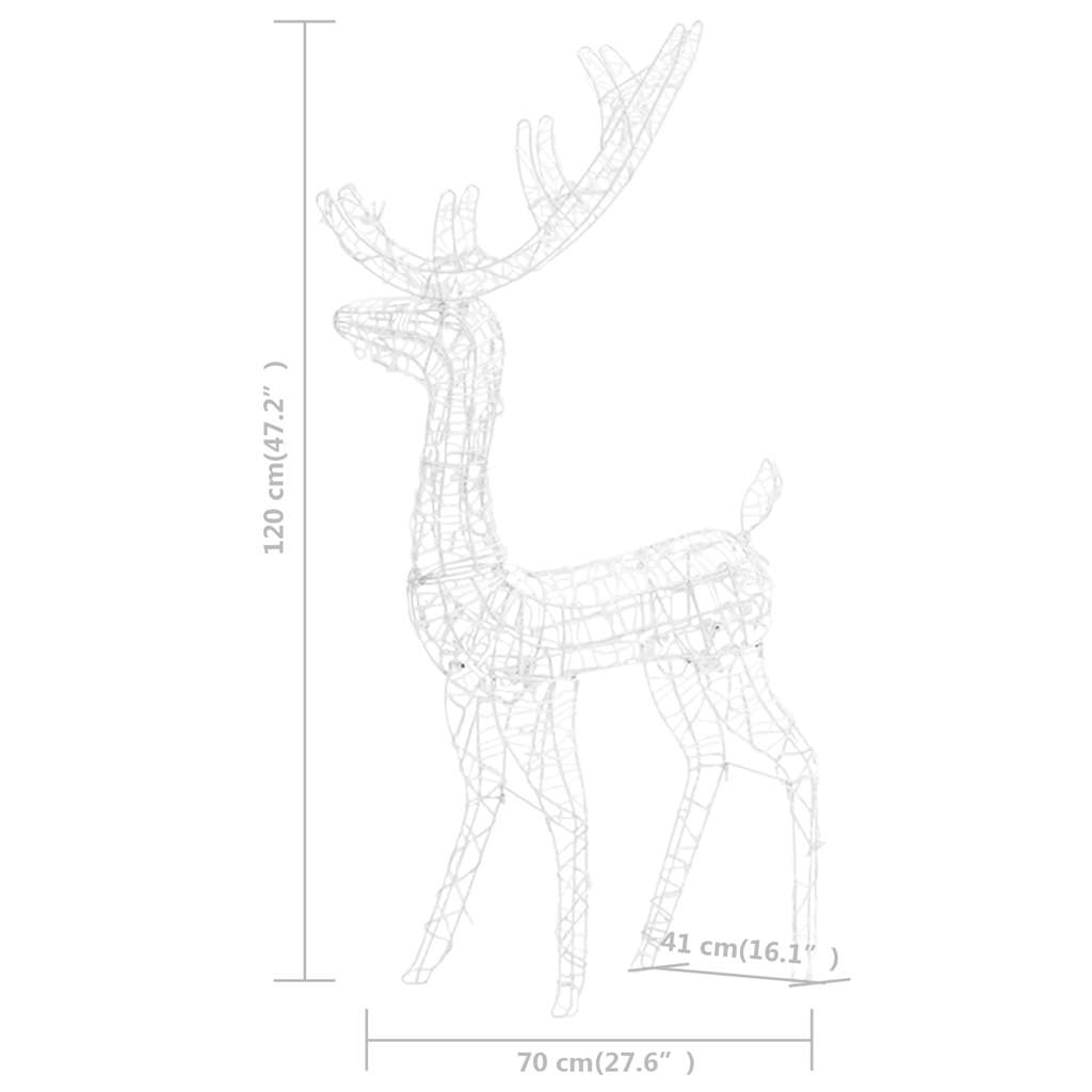 4ft acrylic reindeer Christmas decoration with dimensions 70cm high and 41cm wide.