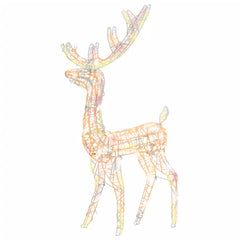 A 4ft acrylic reindeer Christmas decoration pre-lit with 140 colorful LEDs.