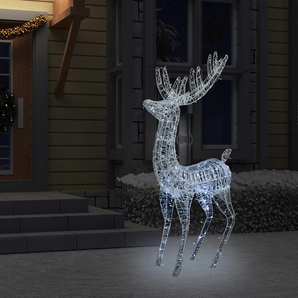 6ft tall acrylic Christmas reindeer with 250 cold white LEDs and eight lighting modes.