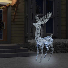 6ft tall acrylic Christmas reindeer with 250 cold white LEDs and eight lighting modes.