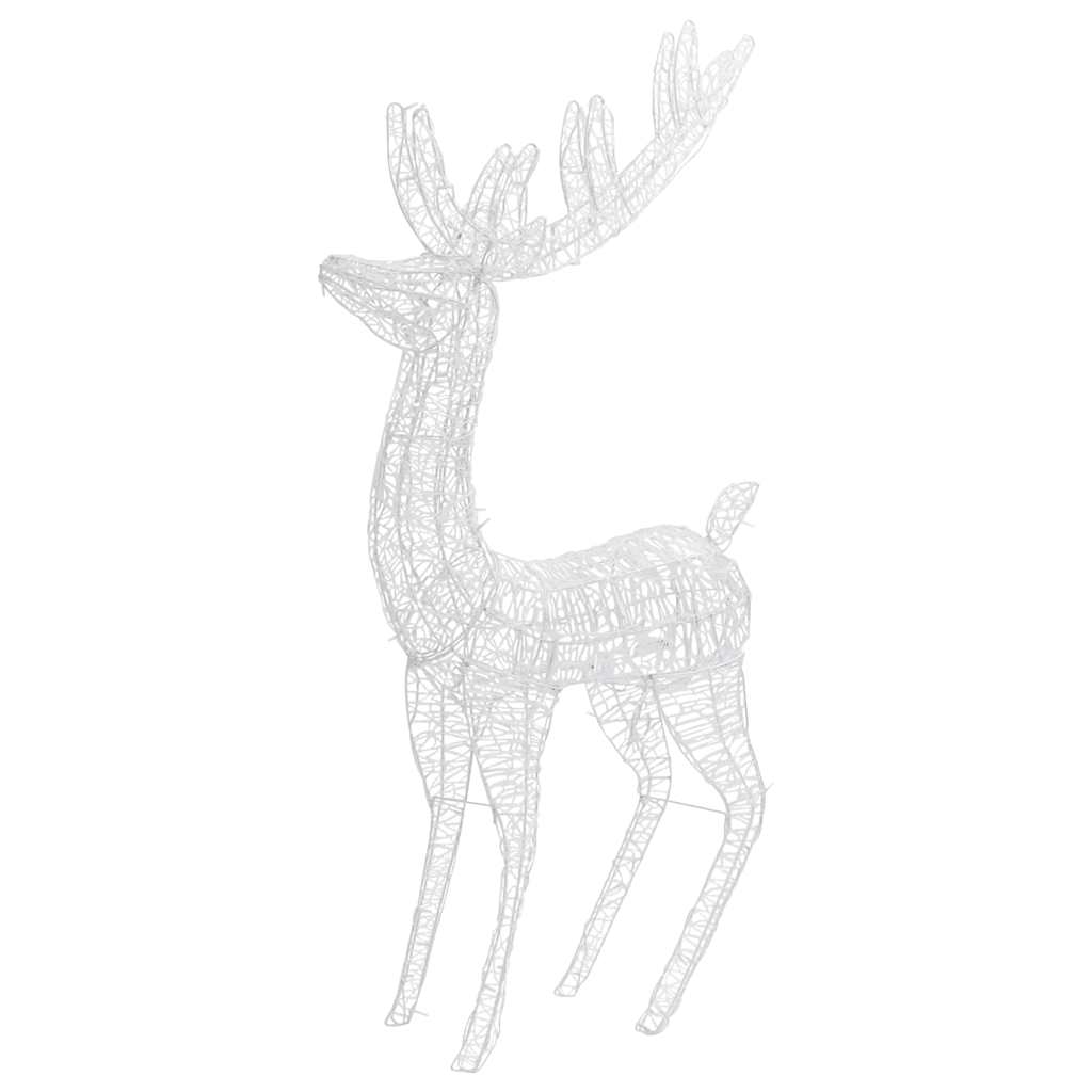 6ft tall acrylic Christmas reindeer with 250 cold white LED lights and eight lighting modes.