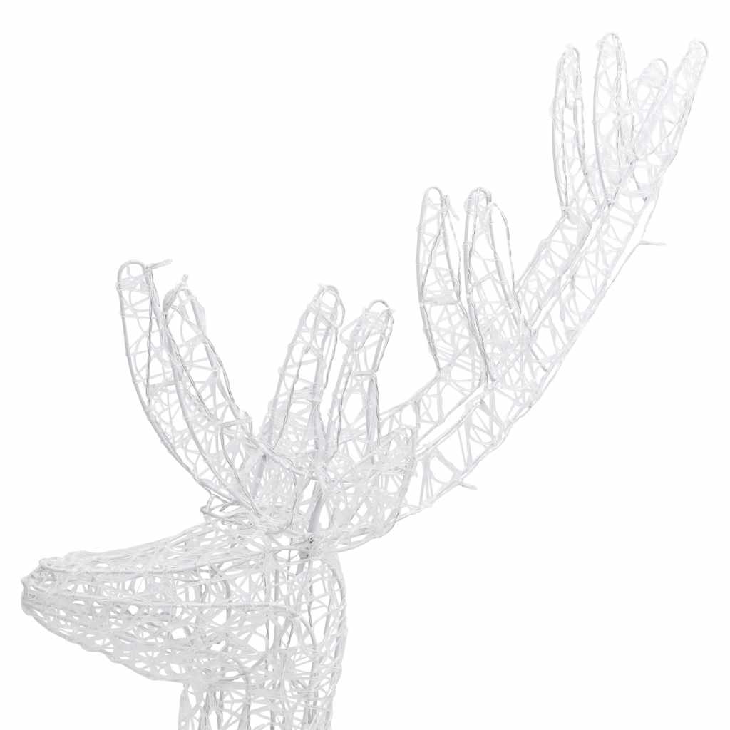 6ft tall acrylic Christmas reindeer with 250 cold white LED lights and eight lighting modes.