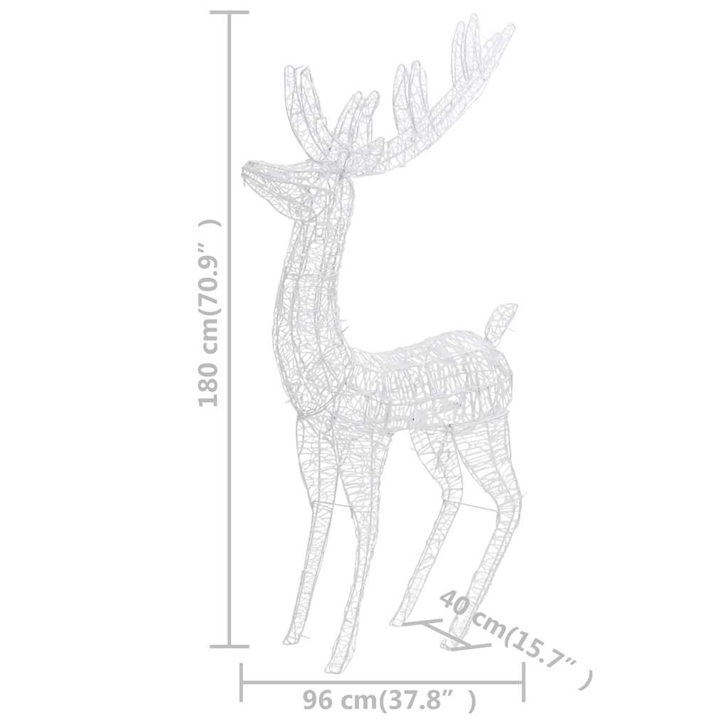 6ft tall acrylic Christmas reindeer with 250 cold white LEDs and eight lighting modes.