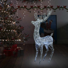 6ft tall acrylic Christmas reindeer with 250 cold white LEDs and eight lighting modes.