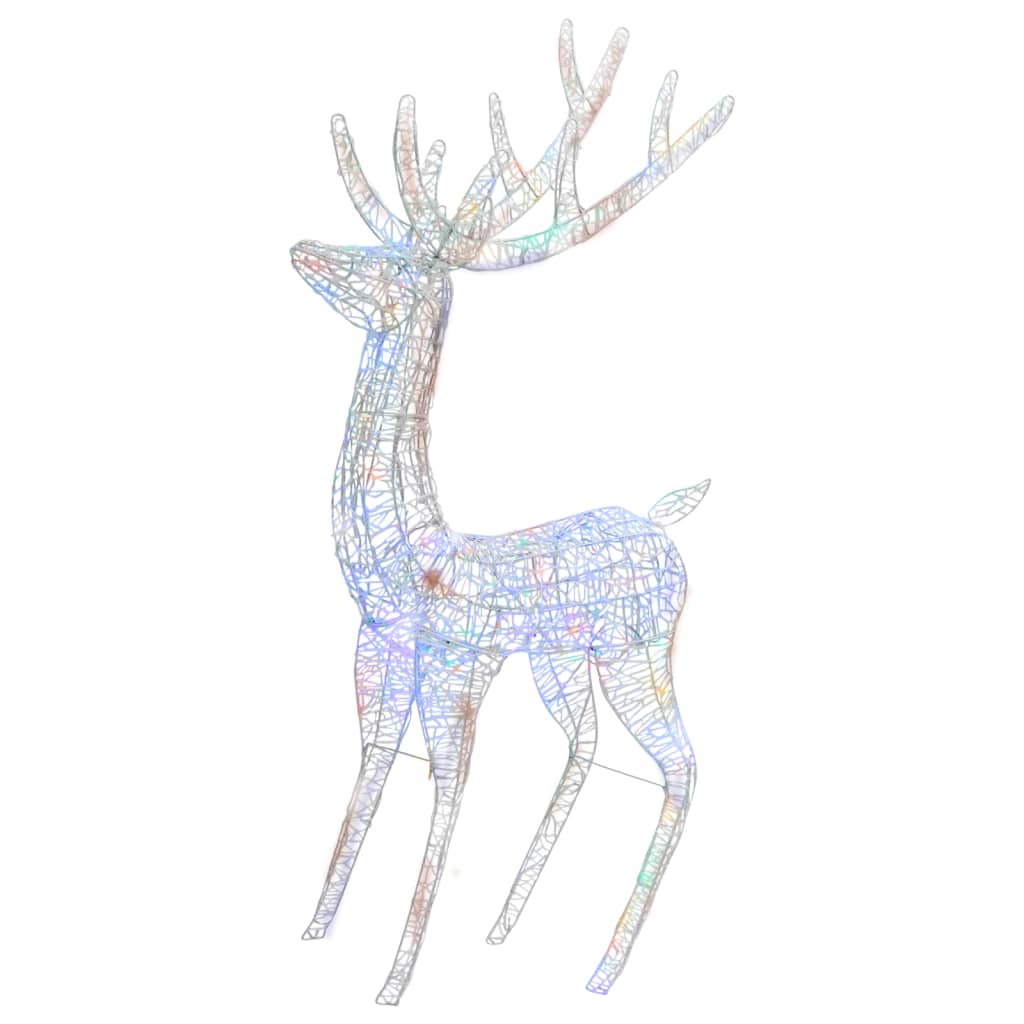 A 6ft acrylic Christmas reindeer with 250 colorful LEDs in a wireframe design.