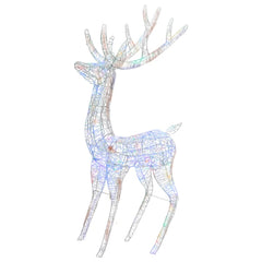 A 6ft acrylic Christmas reindeer with 250 colorful LEDs in a wireframe design.
