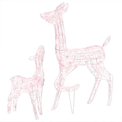 Pink wireframe reindeer family decoration with warm white LED lights.
