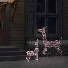 Acrylic reindeer family Christmas decoration with 160 warm white LED lights.