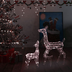 Two acrylic reindeer with 160 warm white LED lights for Christmas decoration.