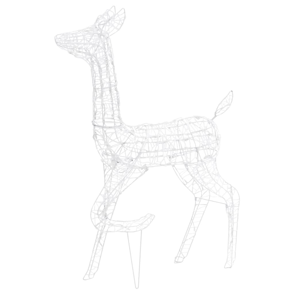 Acrylic reindeer family decoration with 160 colorful LED lights for festive holiday displays.