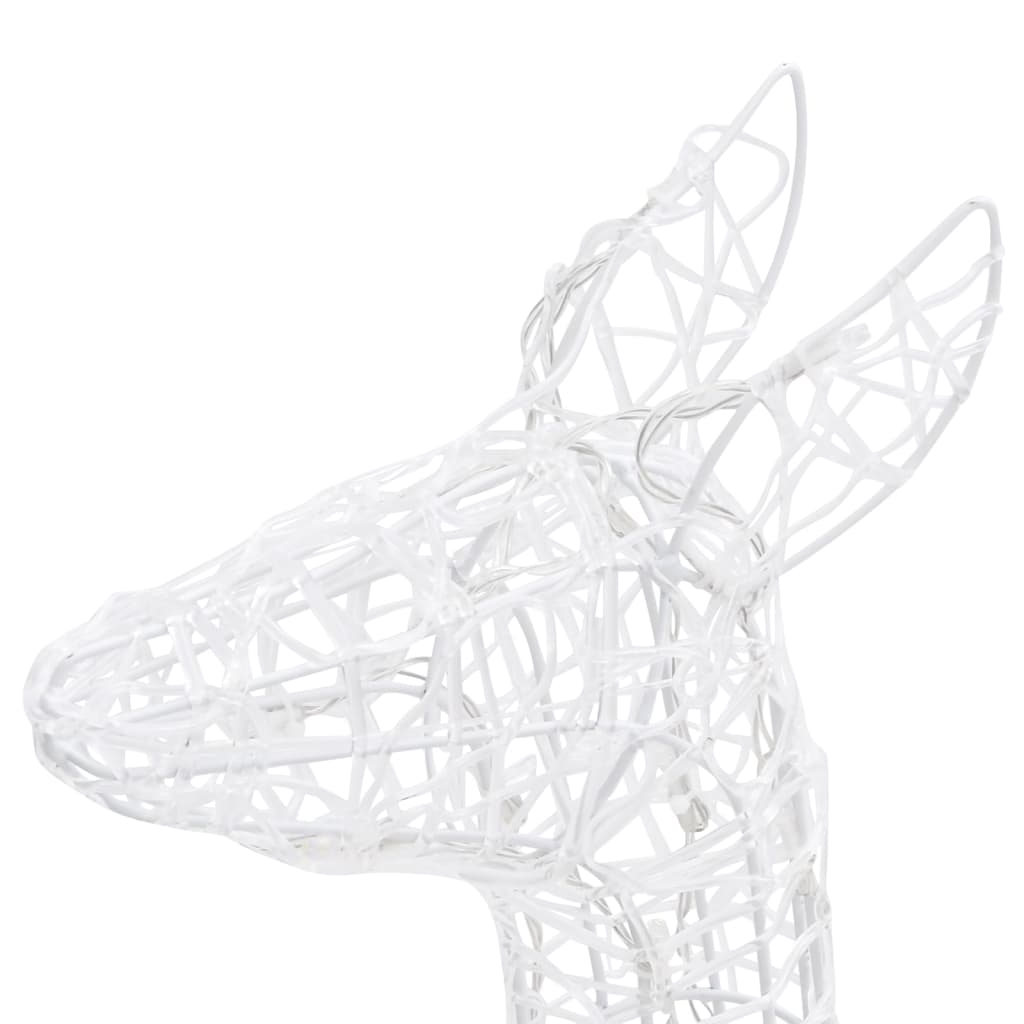 Acrylic reindeer family decoration with 160 colorful LED lights and waterproof design.