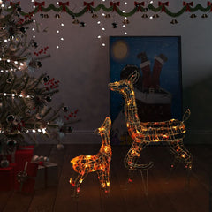 Acrylic reindeer family decoration with 160 colorful LED lights in various lighting modes.