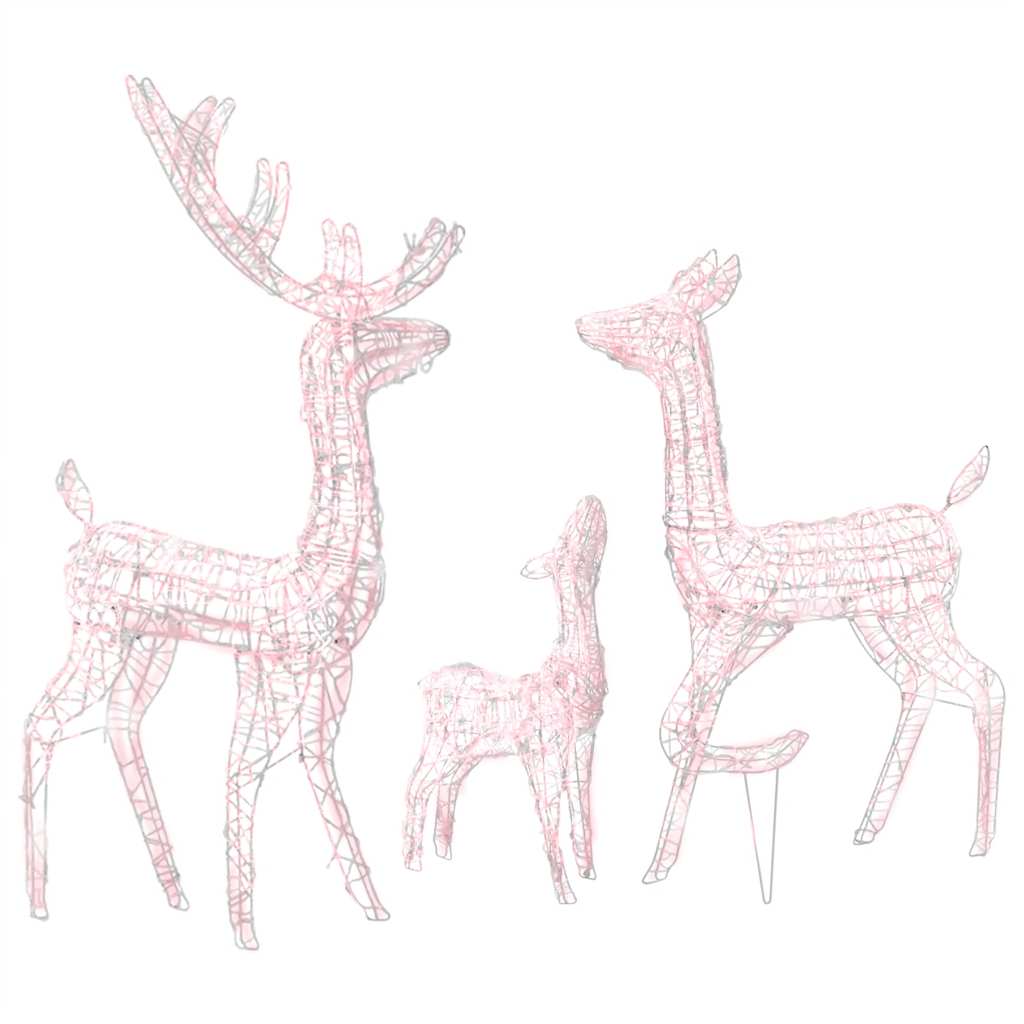 Acrylic reindeer family decoration with 300 warm white LED lights, 50.4 inches high.