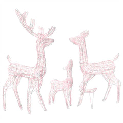 Acrylic reindeer family decoration with 300 warm white LED lights, 50.4 inches high.