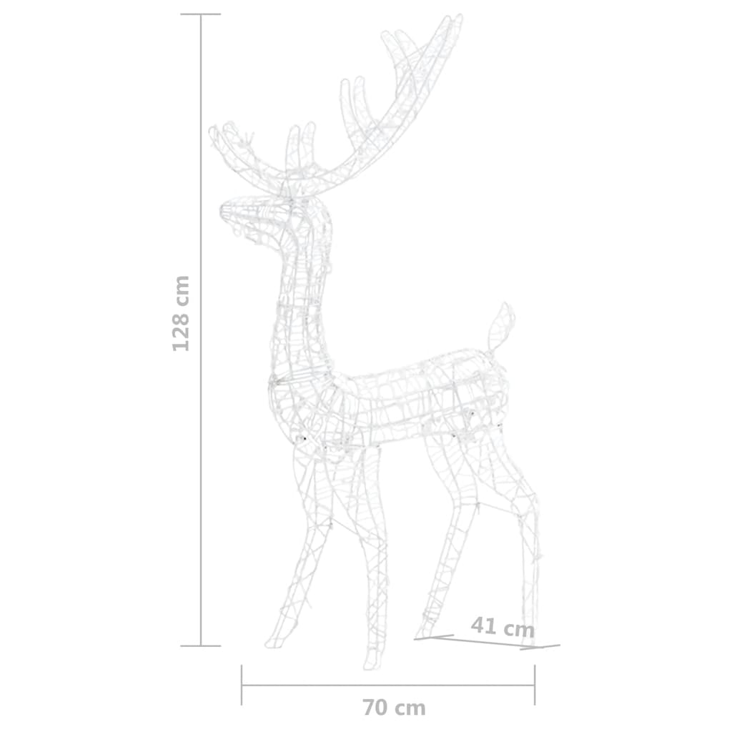 Acrylic reindeer family decoration with 300 warm white LED lights, 50.4 inches tall.