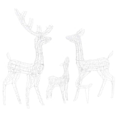 Acrylic reindeer family decoration with 300 warm white LED lights, 50.4 inches high.