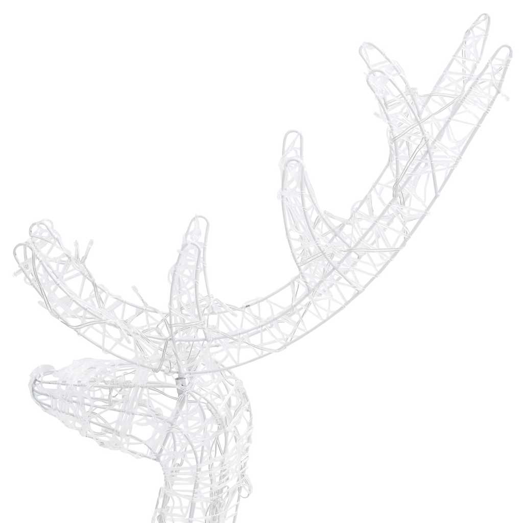 Acrylic reindeer family decoration with 300 warm white LED lights, 50.4 inches tall.