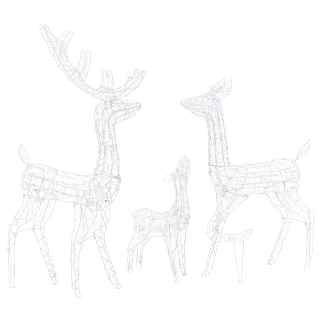 Acrylic reindeer family decoration with 300 cold white LED lights.