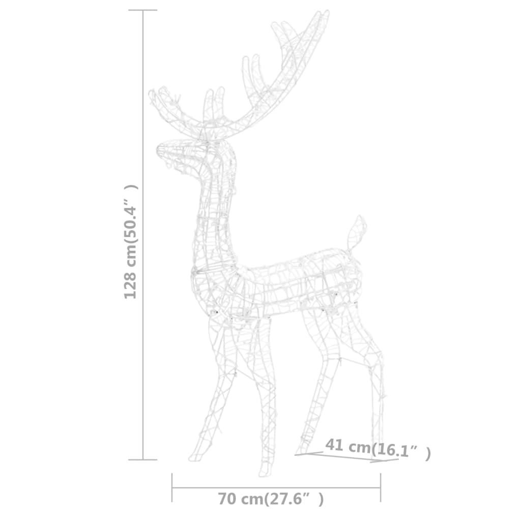 Acrylic reindeer family decoration with 300 colorful LED lights in three sizes.