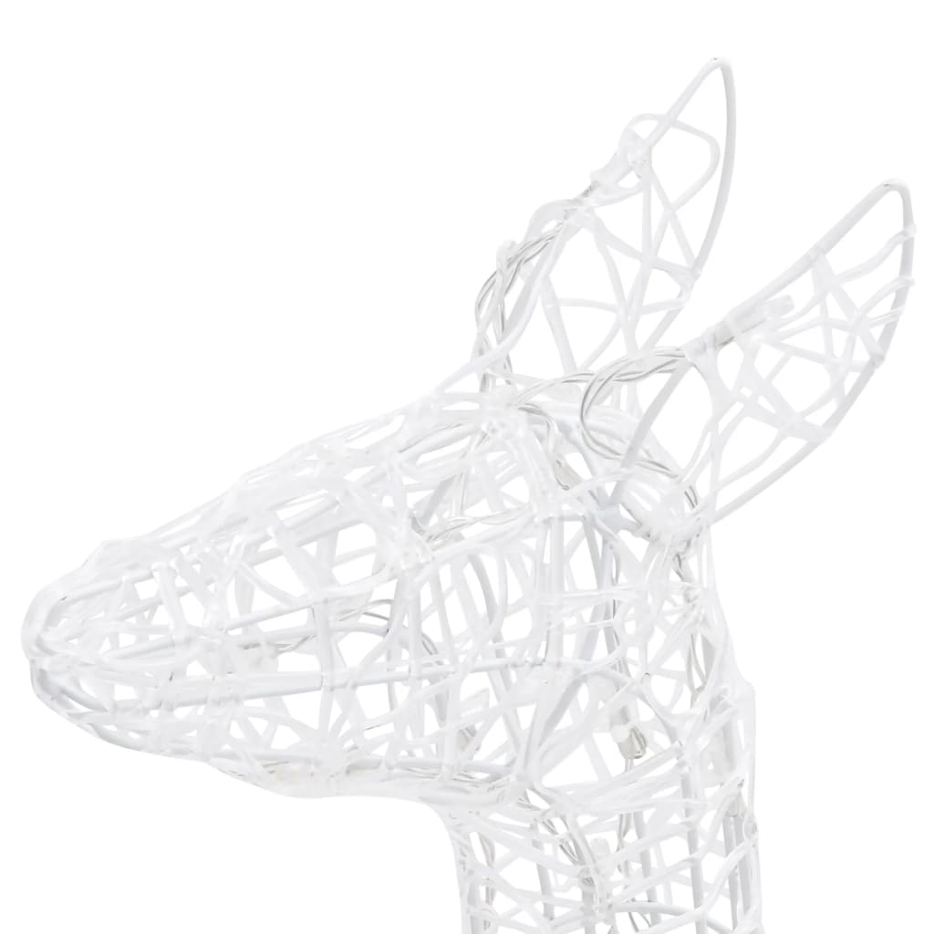 Acrylic reindeer family decoration with 300 colorful LED lights in three sizes for festive displays.