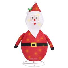 Four-foot red fabric Santa Claus figure with LED lights and steel frame on white stand