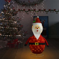 4 ft LED Santa Claus figure in red fabric over steel frame with twinkling lights.