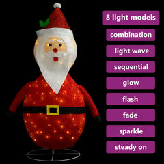 4 ft LED Santa Claus figure in red fabric over steel frame with 8 light modes.
