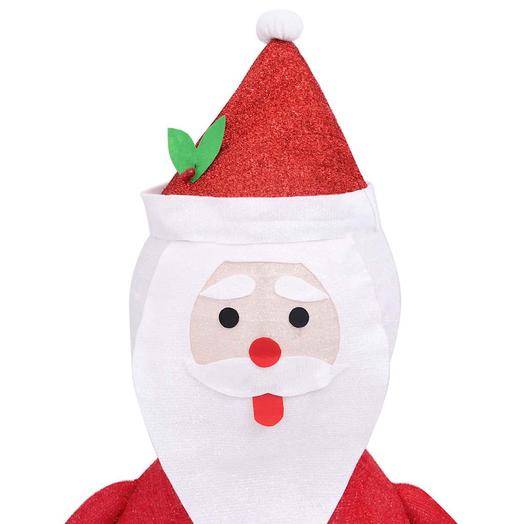 A 4-foot LED Santa Claus figure with red fabric over steel frame, white beard, and green leaf accents.