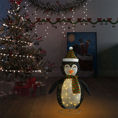 3ft LED snow penguin figure in black and white fabric with hat and scarf.