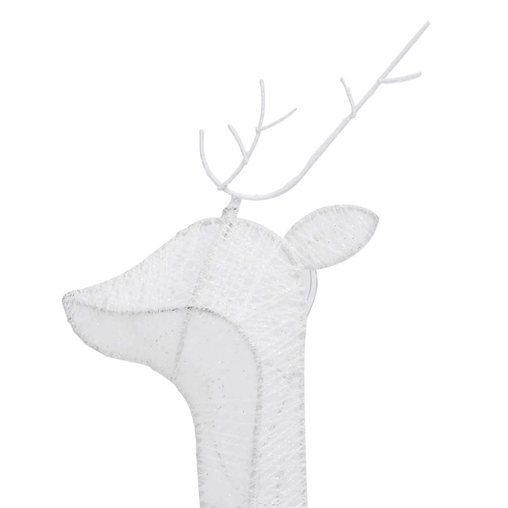 A family of three reindeer decorated with cold white LED lights for outdoor Christmas display.