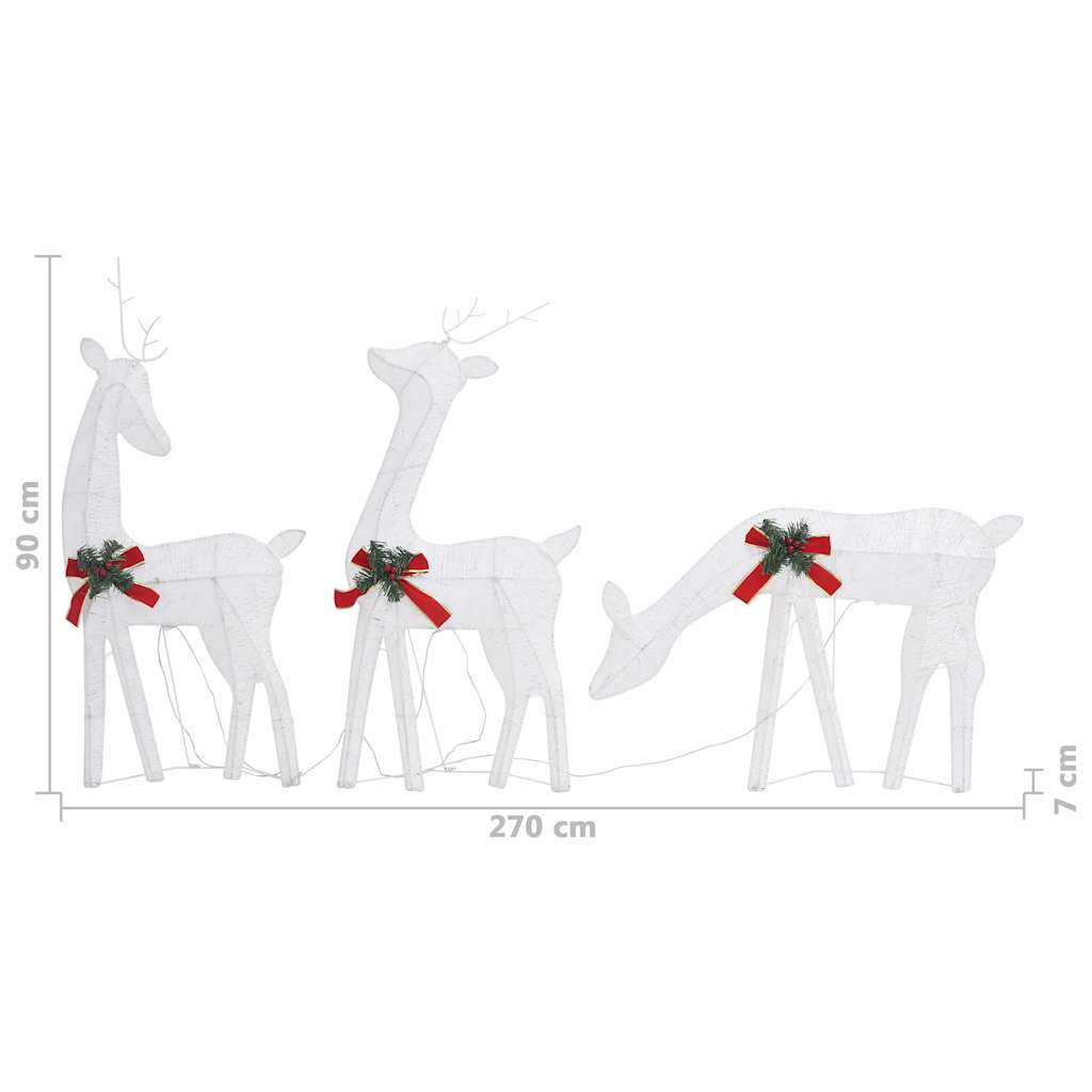 Lighted reindeer family decor with cold white LED lights for outdoor holiday displays.