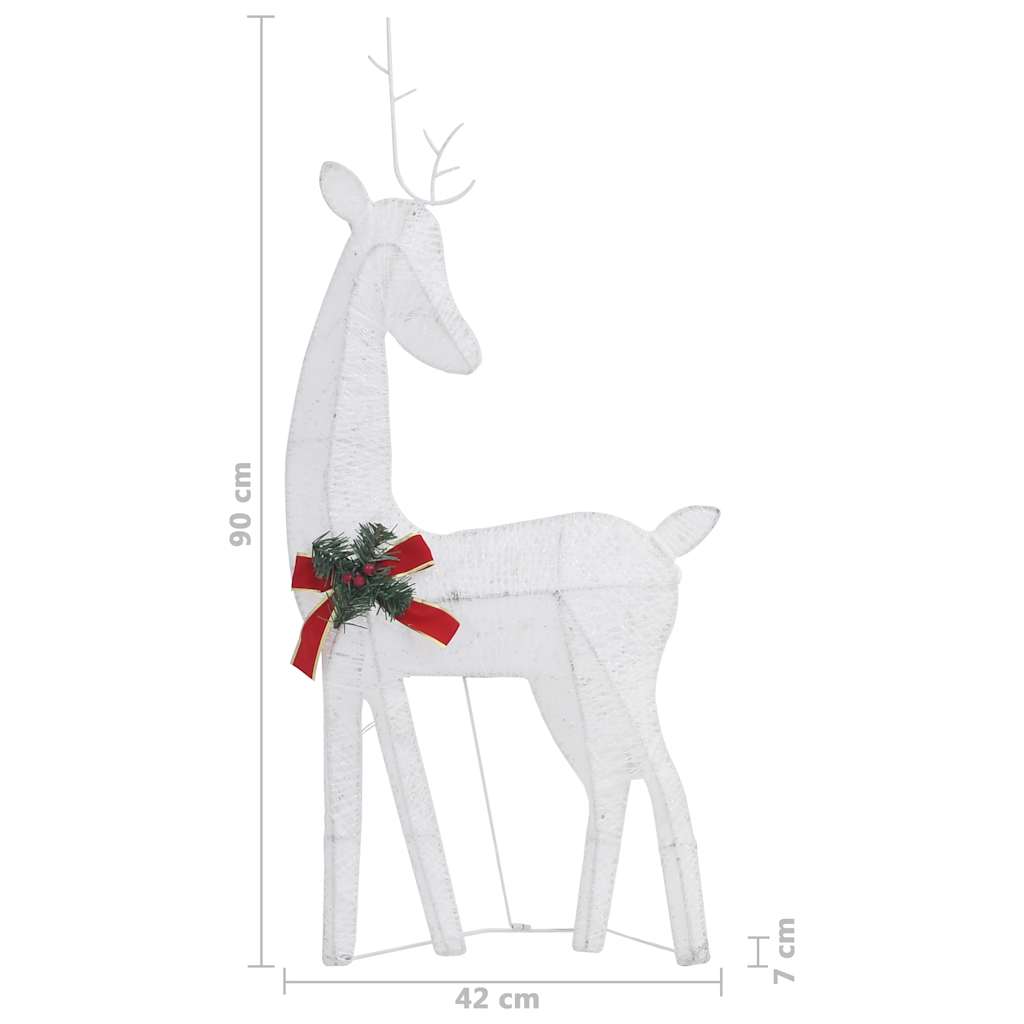 A family of three reindeer illuminated with cold white LED lights for outdoor Christmas decor.
