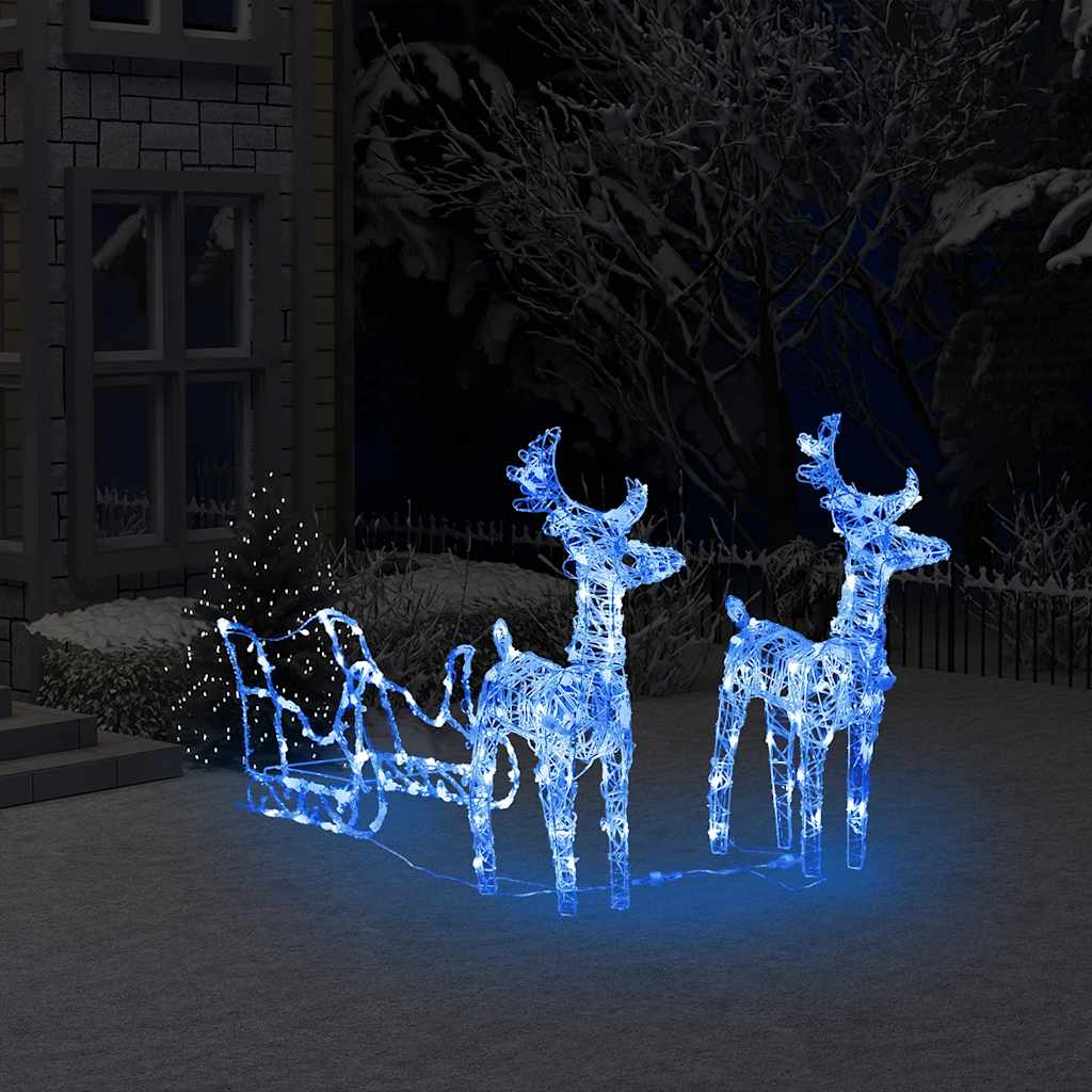 Reindeers & Sleigh Christmas Decoration 160 LEDs 51.2 Acrylic