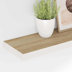 Wall Shelf Set of 4 Oak and White Honeycomb MDF, Metal