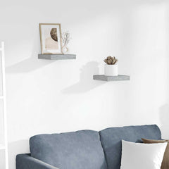 Wall Shelf Set of 2 Concrete grey Honeycomb MDF, metal