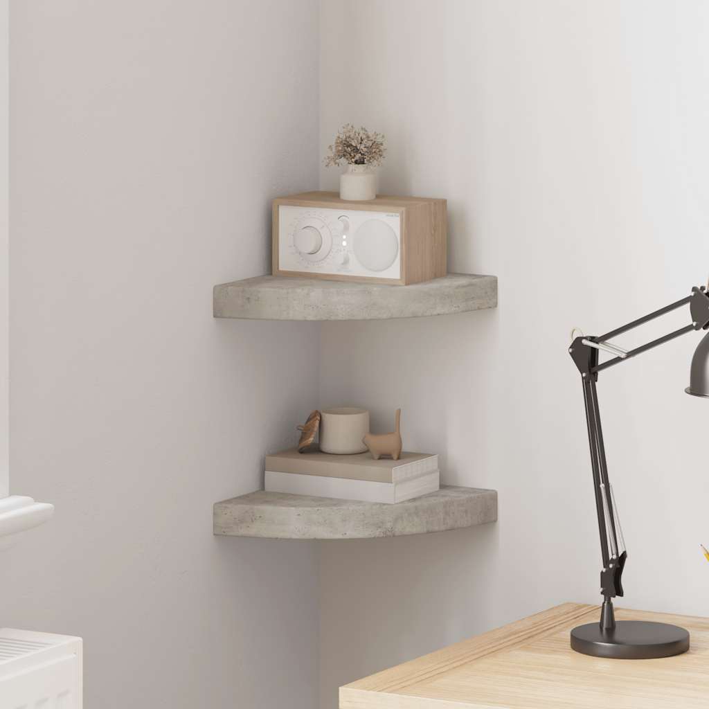 Wall Corner Shelf Set of 2 Concrete grey Honeycomb MDF, metal