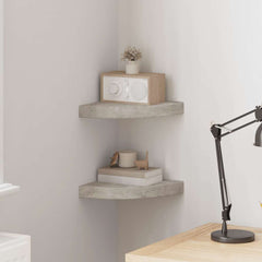 Wall Corner Shelf Set of 2 Concrete grey Honeycomb MDF, metal