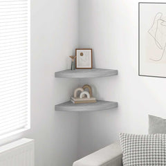 Wall Corner Shelf Set of 2 Concrete Grey Honeycomb MDF, Metal